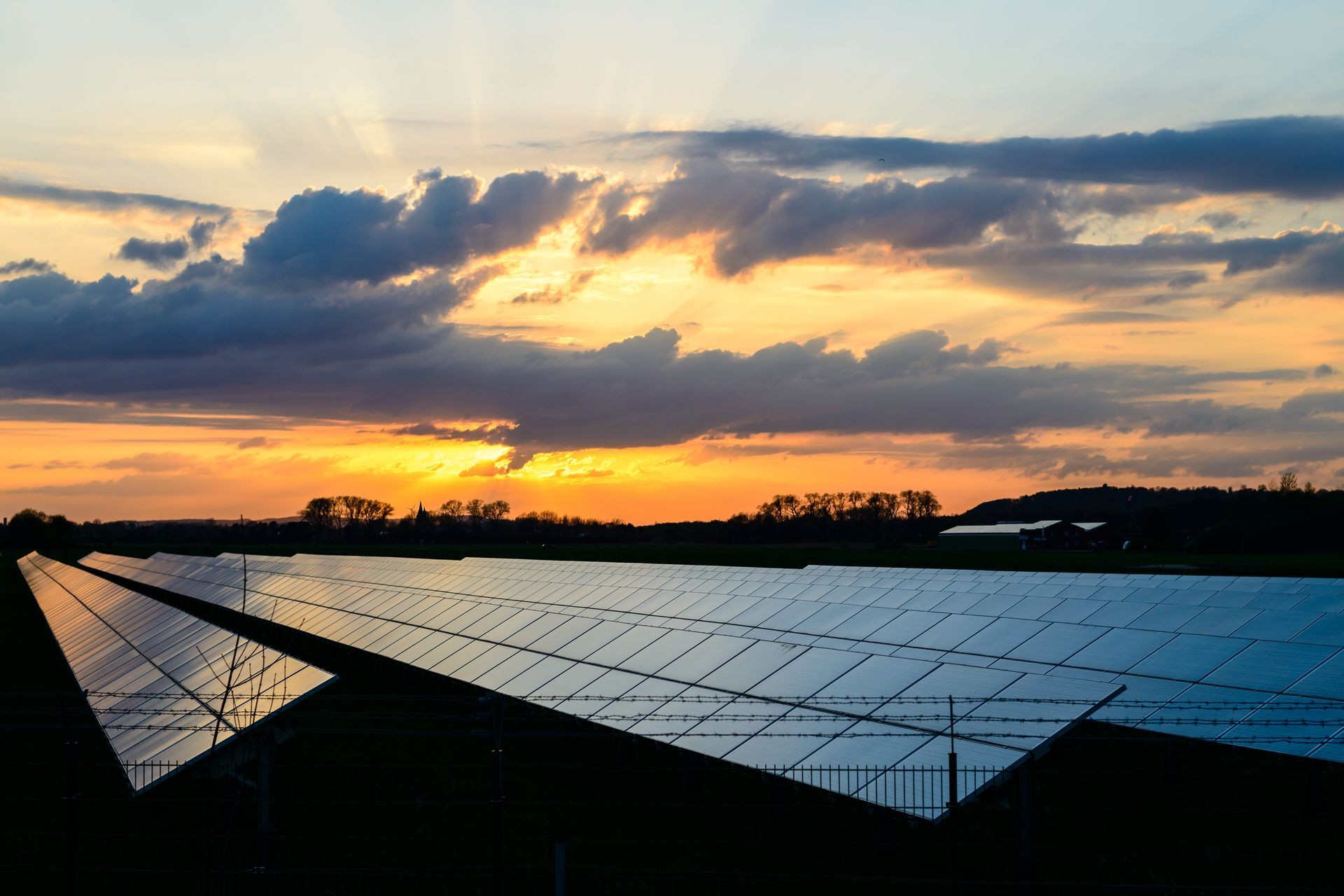 Solar panel at sunset background. Alternative electricity source